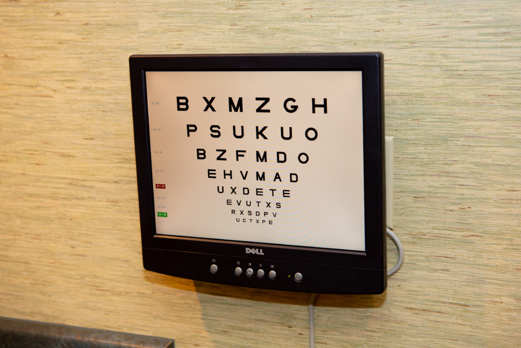 Eye chart of individual letters