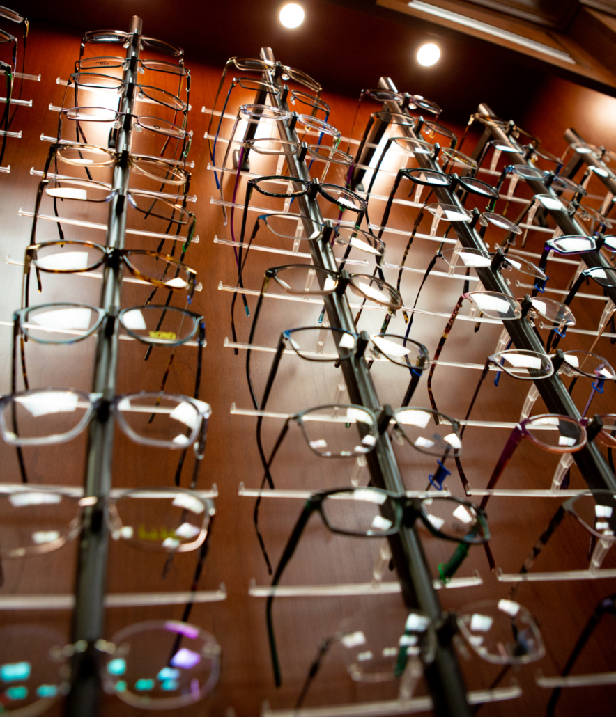 Display case of glasses